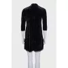 Black velvet straight-cut dress