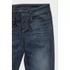 Blue flared jeans with a chain on the pocket