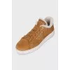 Suede sneakers with fur