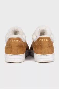 Suede sneakers with fur