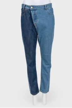 Jeans with trousers of different shades
