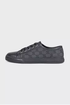 Men's black sneakers with a signature print