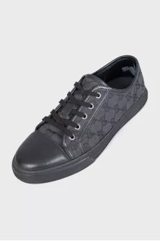 Men's black sneakers with a signature print