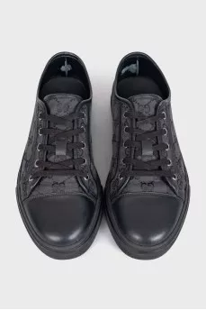 Men's black sneakers with a signature print