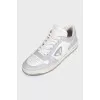 Two-tone leather lace-up sneakers