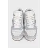 Two-tone leather lace-up sneakers