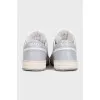 Two-tone leather lace-up sneakers