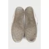 Two-tone leather lace-up sneakers