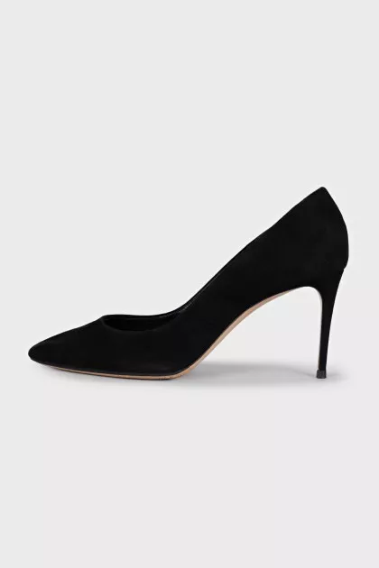 Black suede high heels