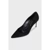 Black suede high heels