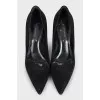 Black suede high heels