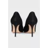 Black suede high heels
