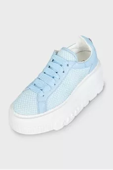Light blue lace-up sneakers