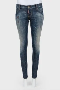 Jeans narrowed with scuffs