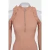 Brown dress with cutouts on the shoulders