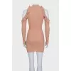 Brown dress with cutouts on the shoulders
