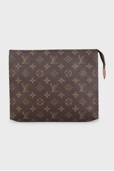 Canvas cosmetic bag with a signature print
