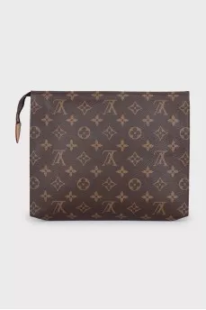 Canvas cosmetic bag with a signature print