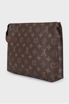 Canvas cosmetic bag with a signature print