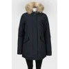 Navy blue jacket with fur hoodonet
