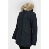 Navy blue jacket with fur hoodonet