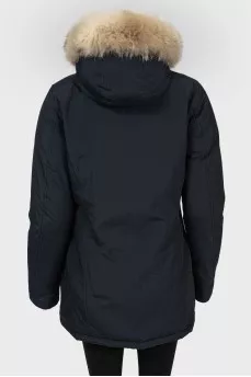 Navy blue jacket with fur hoodonet