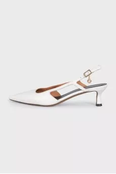 White leather slingbacks