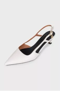 White leather slingbacks