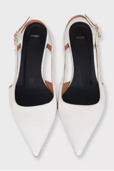 White leather slingbacks