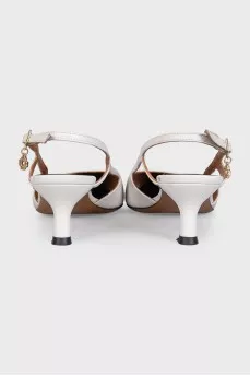 White leather slingbacks
