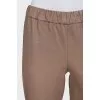 Leather tapered trousers with elastic waistband