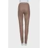 Leather tapered trousers with elastic waistband