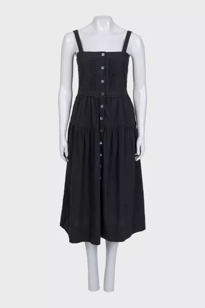 Black fitted button-down sundress
