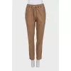 Tapered-fit wool trousers with drawstrings