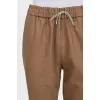 Tapered-fit wool trousers with drawstrings