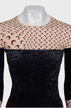 Two-tone fitted long sleeve top