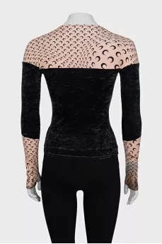 Two-tone fitted long sleeve top