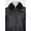 Men's black leather sheepskin coat