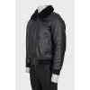 Men's black leather sheepskin coat