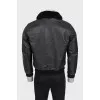 Men's black leather sheepskin coat