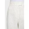 Striped linen straight-leg trousers