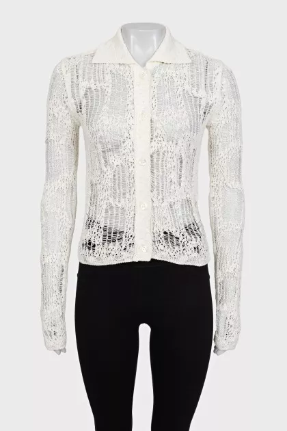 White knitted cardigan