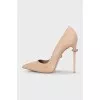 Suede pumps with embellished heels