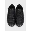 Men's leather round-toe sneakers