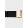 Extended leather belt with rectangular buckle