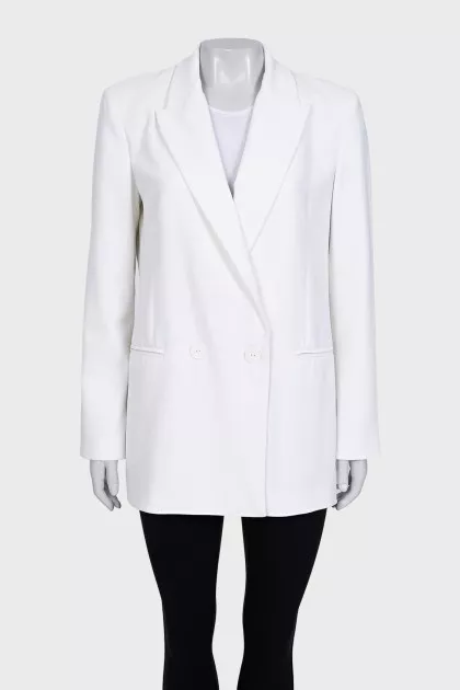 White double-breasted jacket with patch pockets