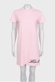 Straight-cut T-shirt dress with embroidered logo