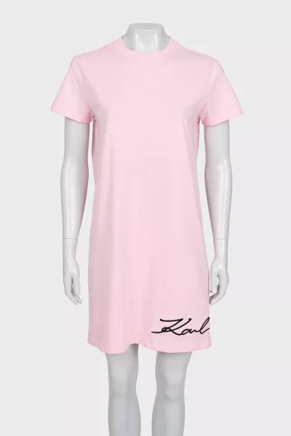 Straight-cut T-shirt dress with embroidered logo