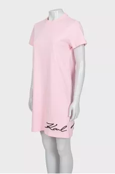 Straight-cut T-shirt dress with embroidered logo
