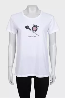 Straight-cut T-shirt with a contrasting print